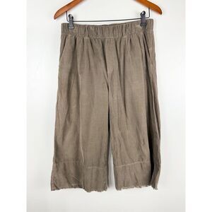 CLOTH & STONE ANTHROPOLOGIE BROWN THIN CORDUROYS COTTON CROPPED PANTS WIDE LEG M